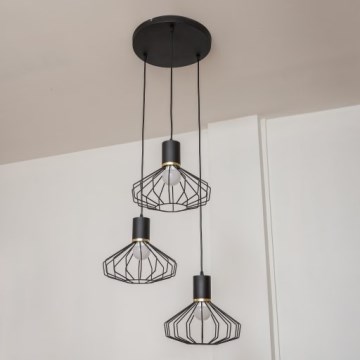 Luster na lanku SOLANO 3xE27/15W/230V čierna/zlatá