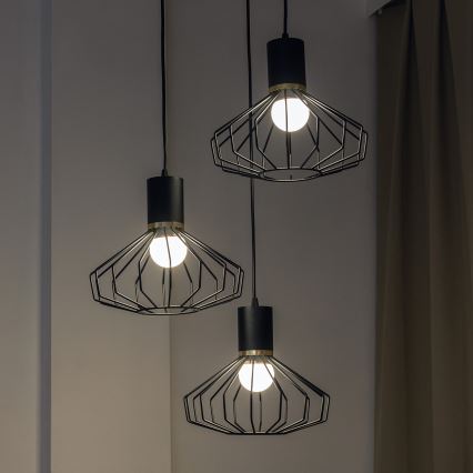 Luster na lanku SOLANO 3xE27/15W/230V čierna/zlatá