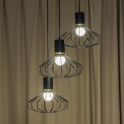 Luster na lanku SOLANO 3xE27/15W/230V čierna/zlatá
