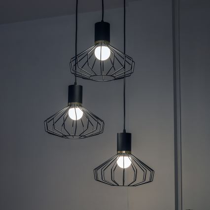 Luster na lanku SOLANO 3xE27/15W/230V čierna/zlatá