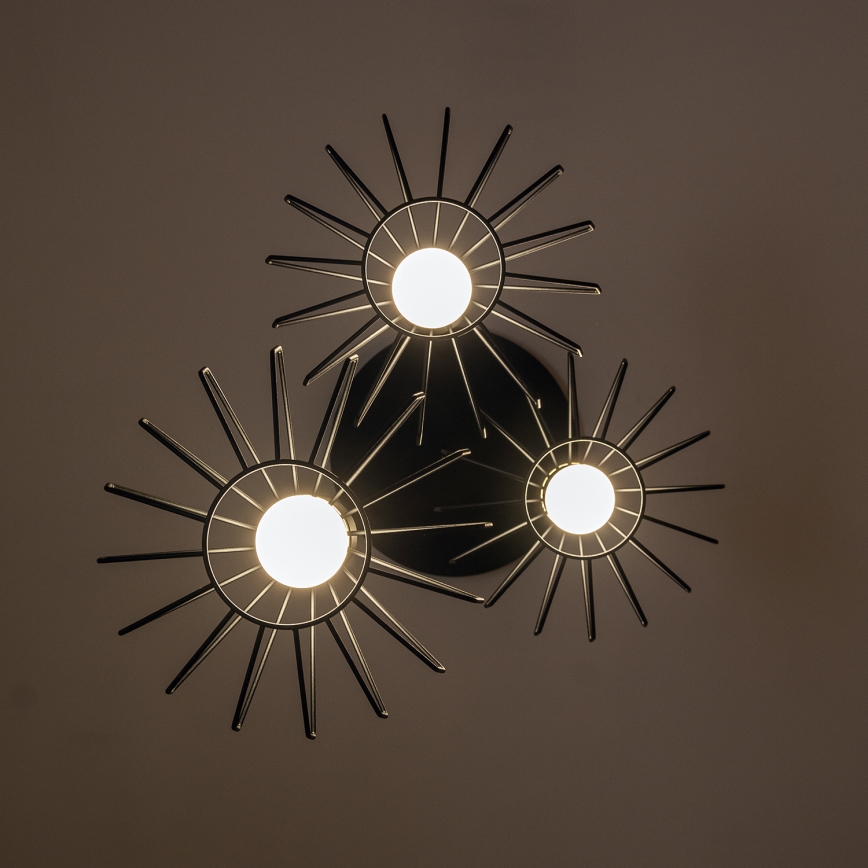 Luster na lanku SOLANO 3xE27/15W/230V čierna/zlatá