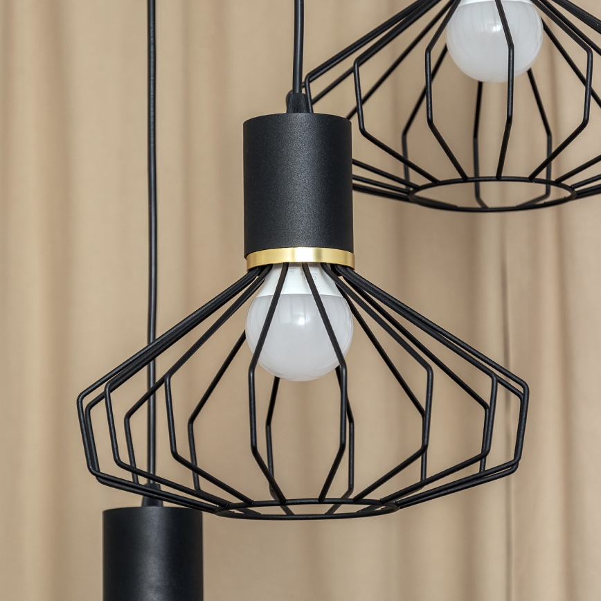 Luster na lanku SOLANO 3xE27/15W/230V čierna/zlatá