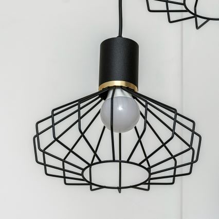 Luster na lanku SOLANO 3xE27/15W/230V čierna/zlatá