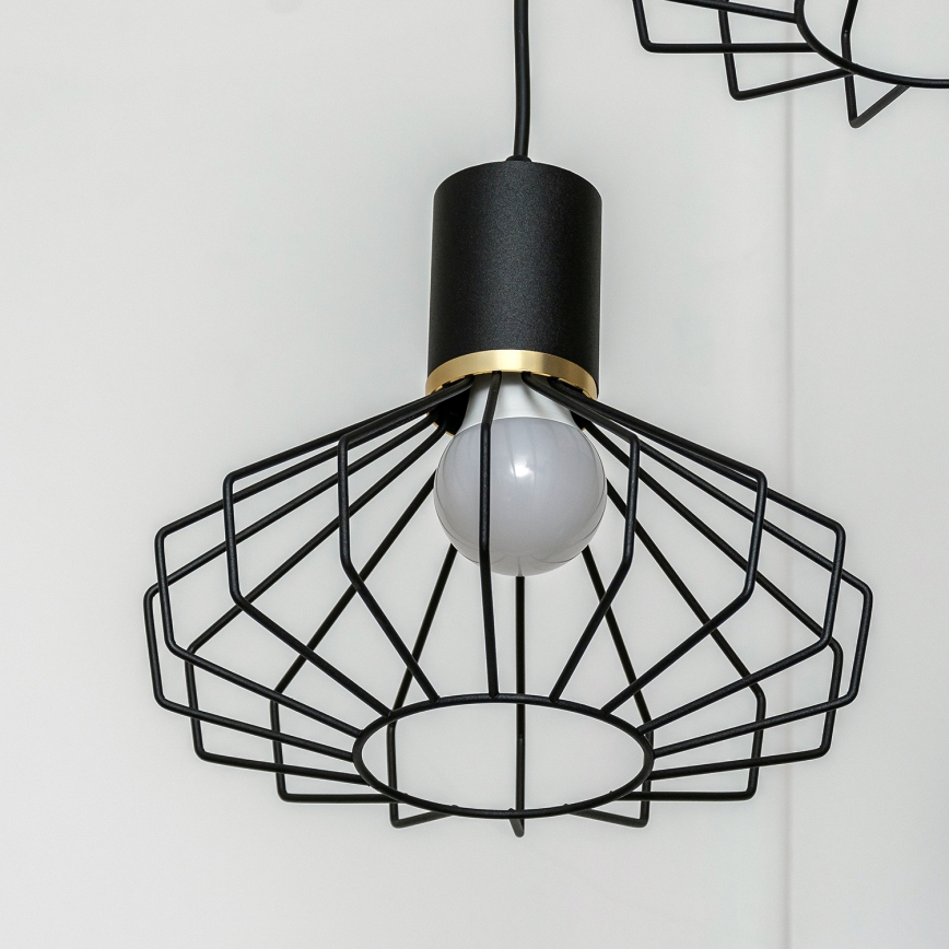 Luster na lanku SOLANO 3xE27/15W/230V čierna/zlatá