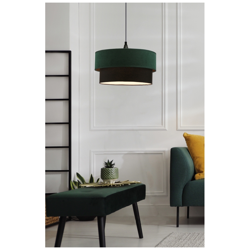 Luster na lanku SOLANTO 1xE27/60W/230V zelená/čierna
