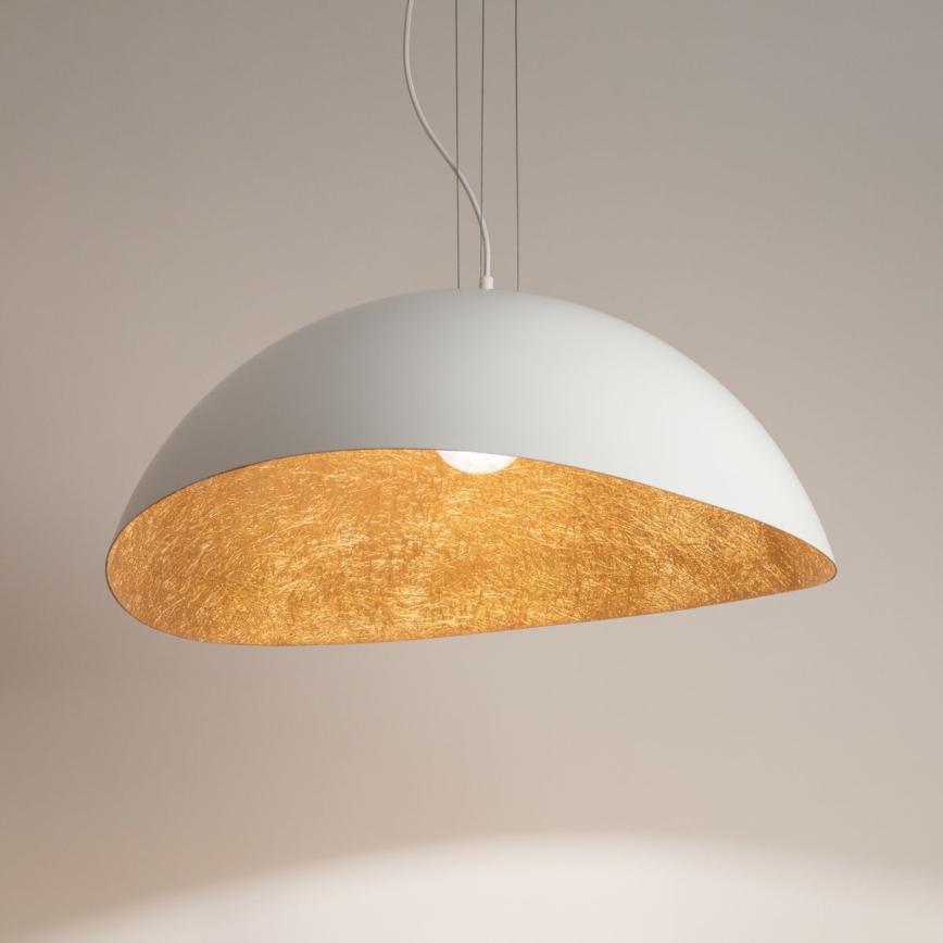 Luster na lanku SOLARIS 1xE27/60W/230V pr. 48 cm biela/medená