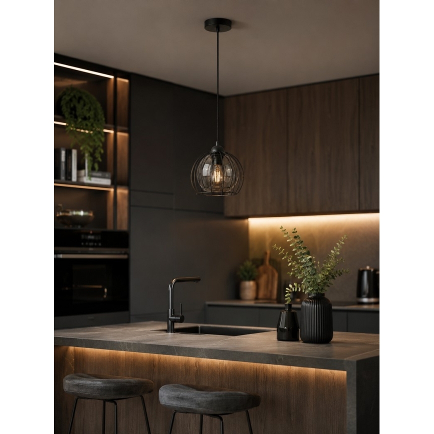 Luster na lanku SOLO BLACK 1xE27/60W/230V