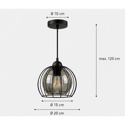 Luster na lanku SOLO BLACK 1xE27/60W/230V