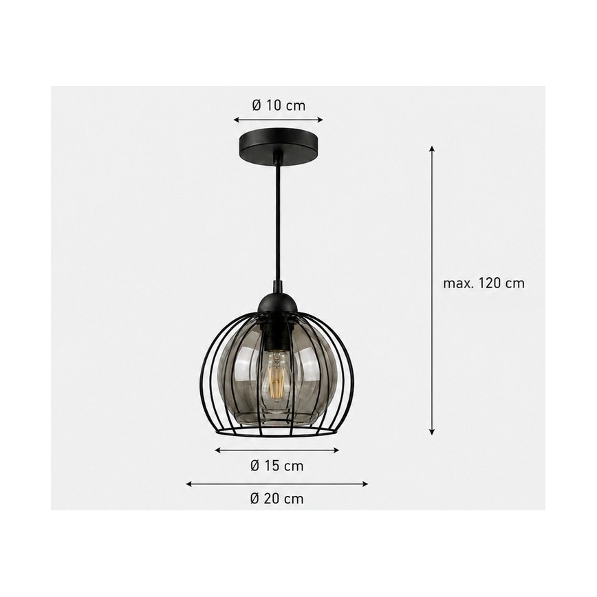 Luster na lanku SOLO BLACK 1xE27/60W/230V