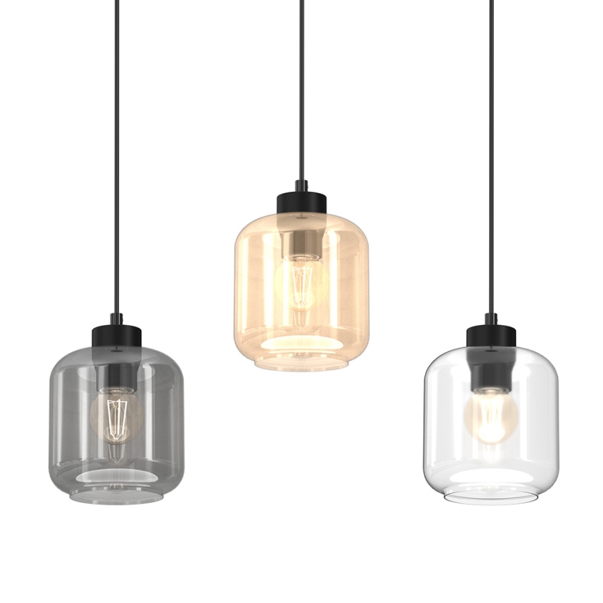 Luster na lanku SOMBRA 3xE27/60W/230V šedá/béžová/číra