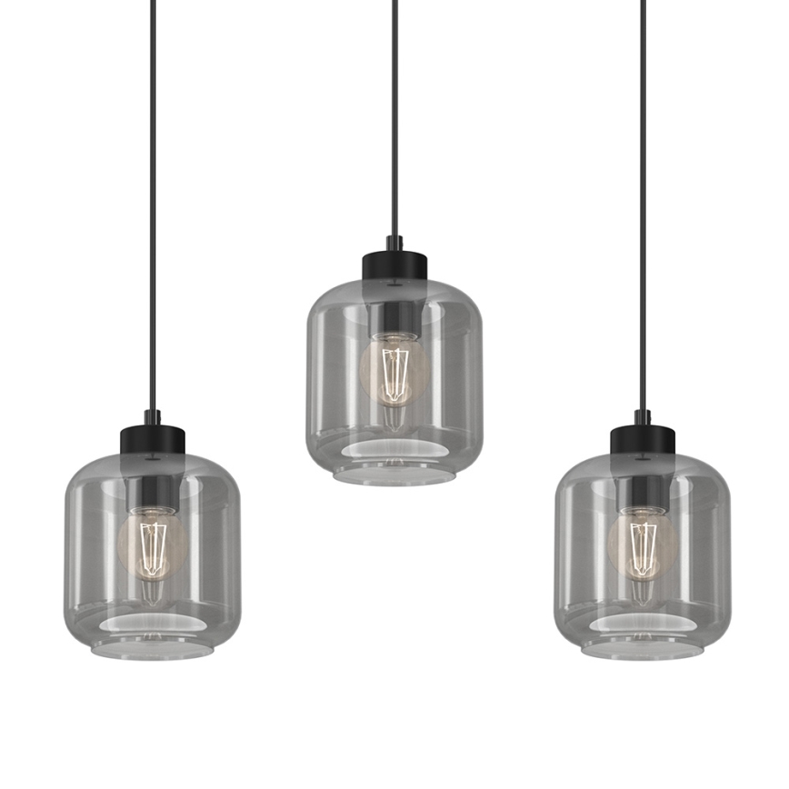 Luster na lanku SOMBRA 3xE27/60W/230V šedá