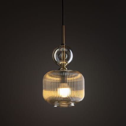 Luster na lanku SOPHIA 1xE14/10W/230V čierna/dymová béžová