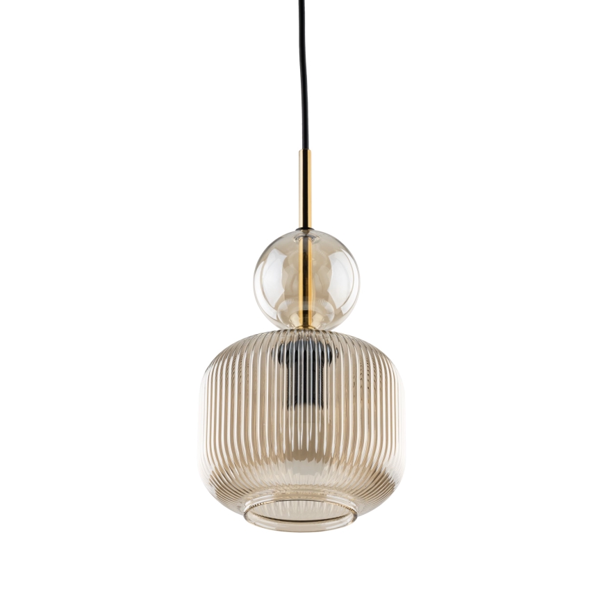 Luster na lanku SOPHIA 1xE14/10W/230V čierna/dymová béžová