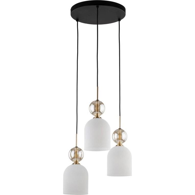 Luster na lanku SOPHIA 3xE14/10W/230V čierna/dymová béžová/biela