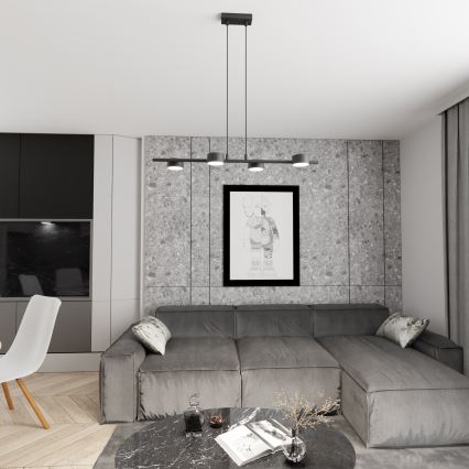 Luster na lanku SORA 4xGX53/12W/230V čierna