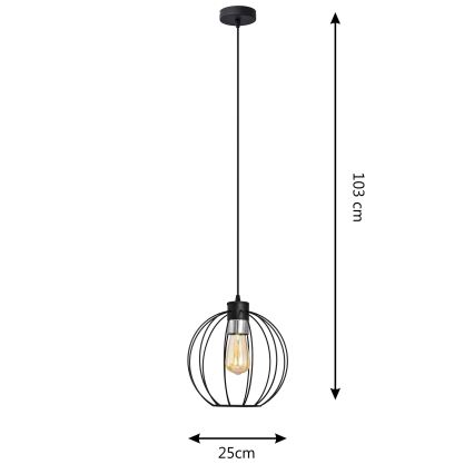 Luster na lanku STARLIGHT 1xE27/15W/230V čierna/stříbná