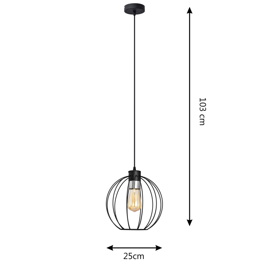 Luster na lanku STARLIGHT 1xE27/15W/230V čierna/stříbná