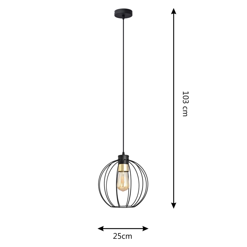 Luster na lanku STARLIGHT 1xE27/15W/230V čierna/zlatá