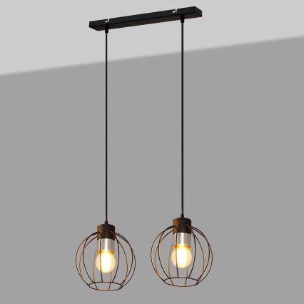 Luster na lanku STARLIGHT 2xE27/15W/230V čierna/strieborná