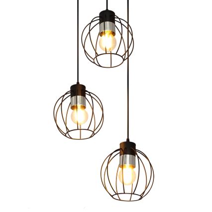 Luster na lanku STARLIGHT 3xE27/15W/230V čierna/strieborná