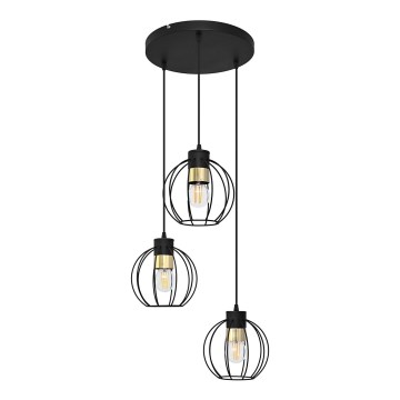 Luster na lanku STARLIGHT 3xE27/15W/230V čierna/zlatá