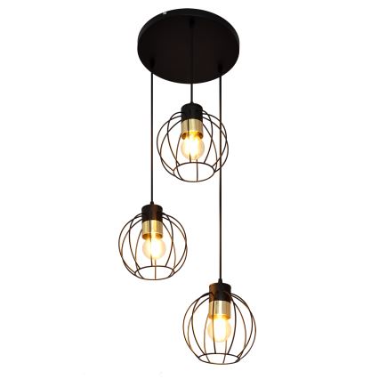Luster na lanku STARLIGHT 3xE27/15W/230V čierna/zlatá