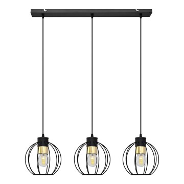Luster na lanku STARLIGHT 3xE27/15W/230V čierna/zlatá