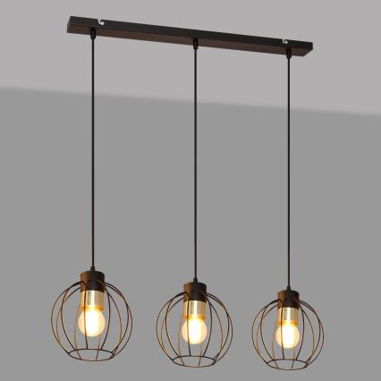 Luster na lanku STARLIGHT 3xE27/15W/230V čierna/zlatá
