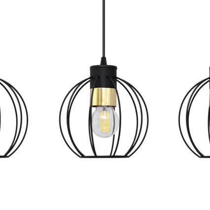 Luster na lanku STARLIGHT 3xE27/15W/230V čierna/zlatá
