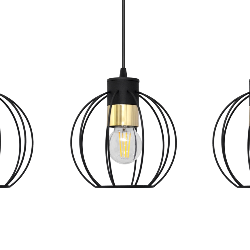 Luster na lanku STARLIGHT 3xE27/15W/230V čierna/zlatá