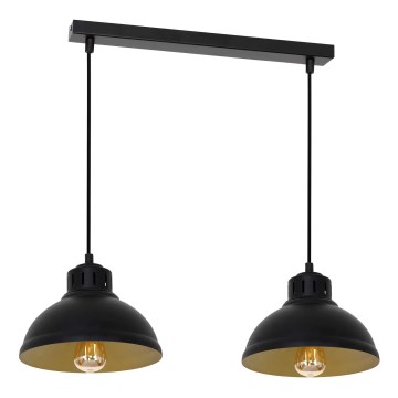 Luster na lanku SVEN 2xE27/15W/230V čierna/zlatá