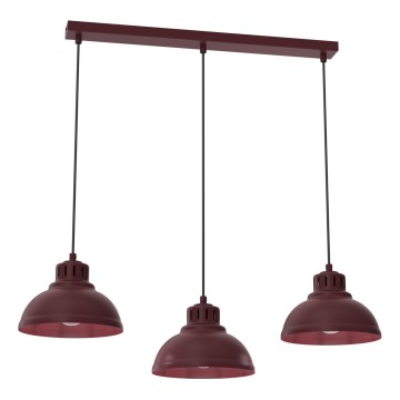 Luster na lanku SVEN 3xE27/15W/230V bordový