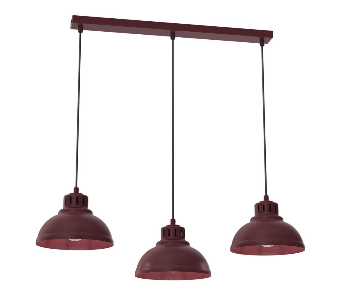 Luster na lanku SVEN 3xE27/15W/230V bordový 8884A