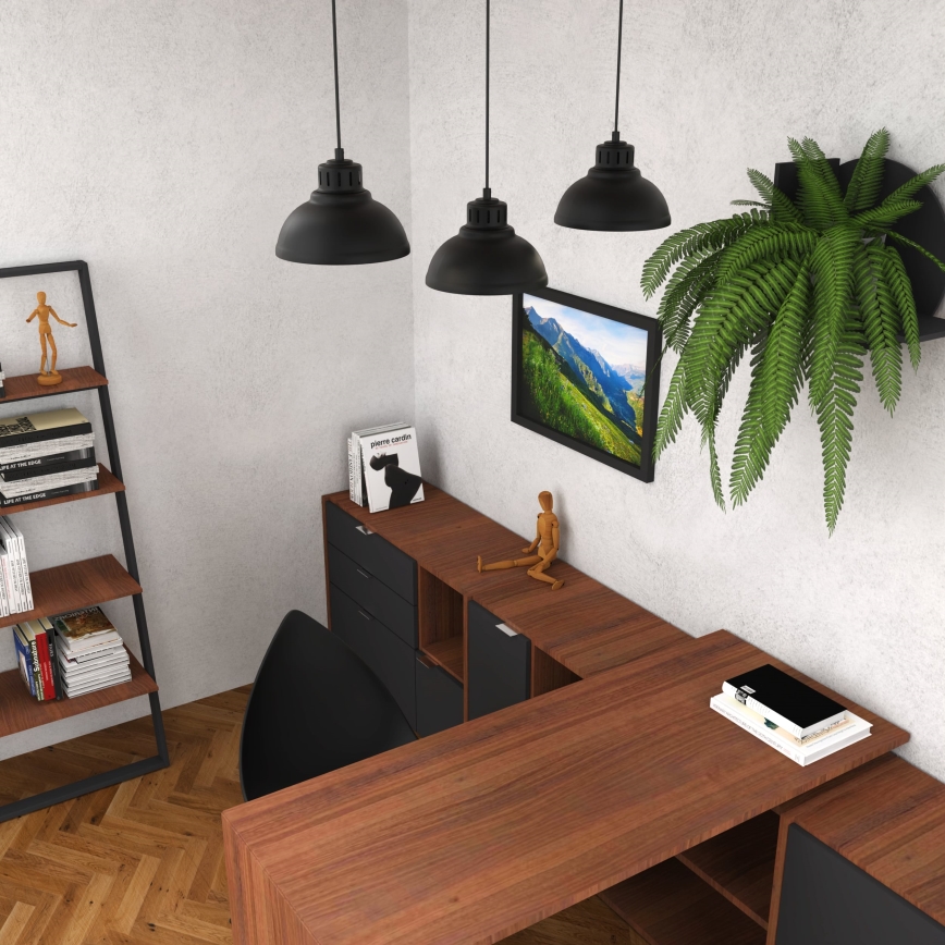 Luster na lanku SVEN 3xE27/15W/230V čierna
