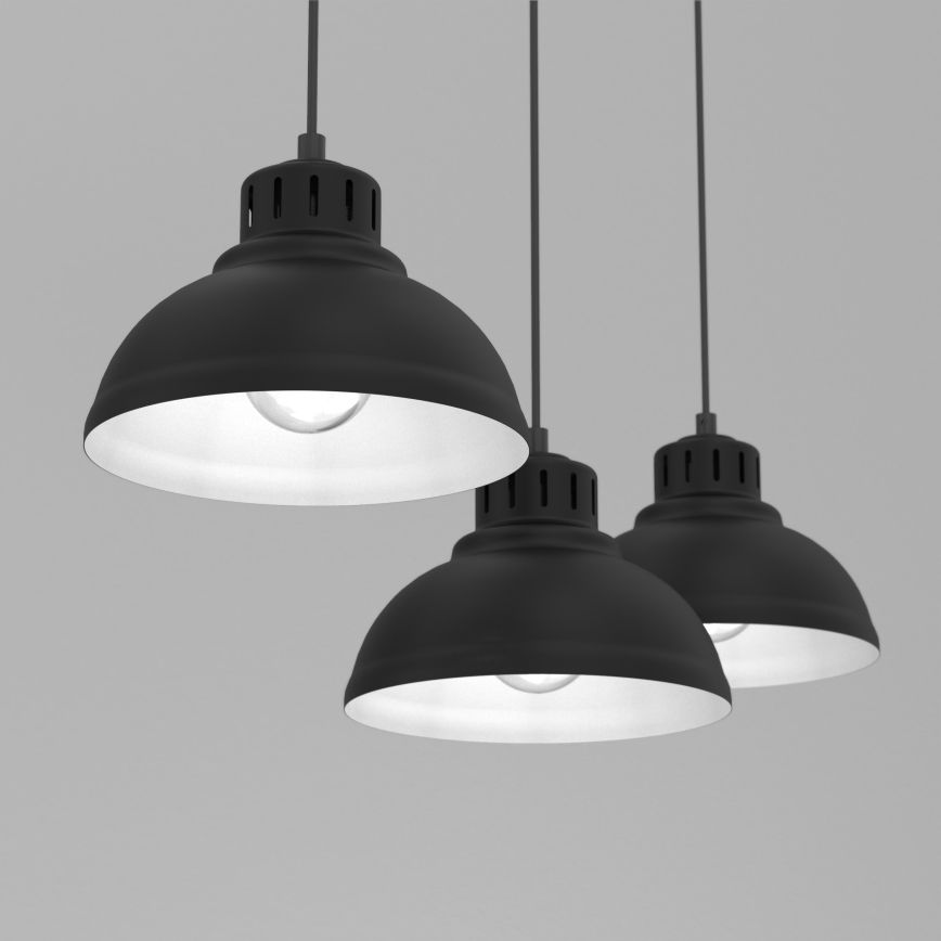Luster na lanku SVEN 3xE27/15W/230V čierna