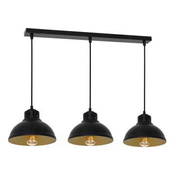 Luster na lanku SVEN 3xE27/15W/230V čierna/zlatá
