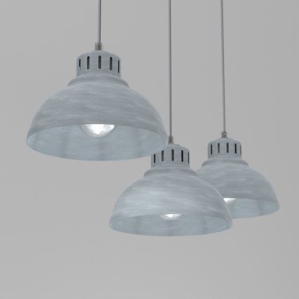 Luster na lanku SVEN 3xE27/15W/230V šedá