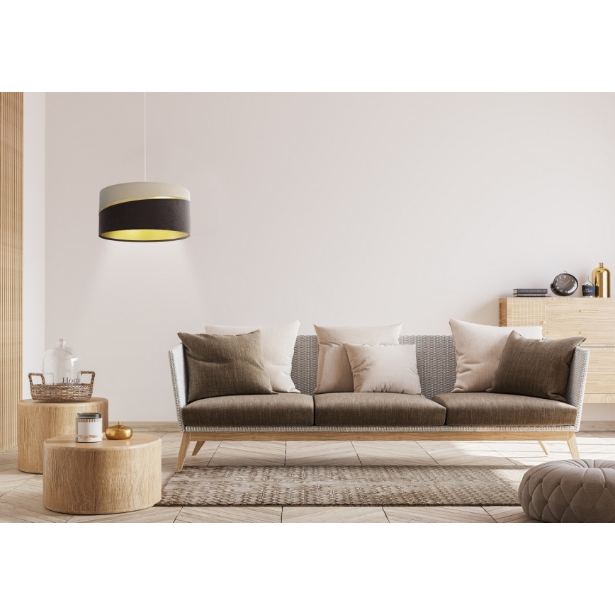 Luster na lanku SWING 1xE27/60W/230V hnedá/béžová/zlatá
