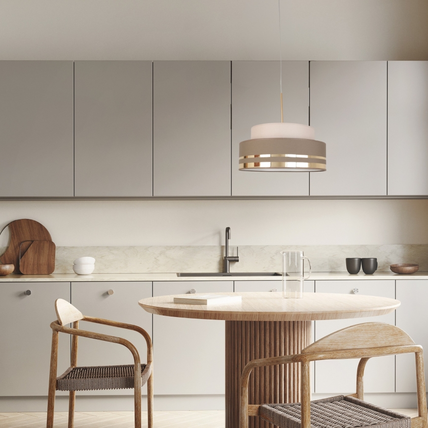 Luster na lanku TAMI 1xE27/60W/230V béžová/hnedá/zlatá