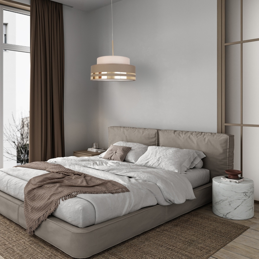 Luster na lanku TAMI 1xE27/60W/230V béžová/hnedá/zlatá
