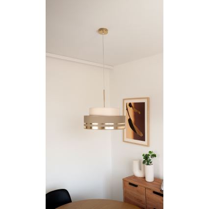 Luster na lanku TAMI 1xE27/60W/230V béžová/hnedá/zlatá