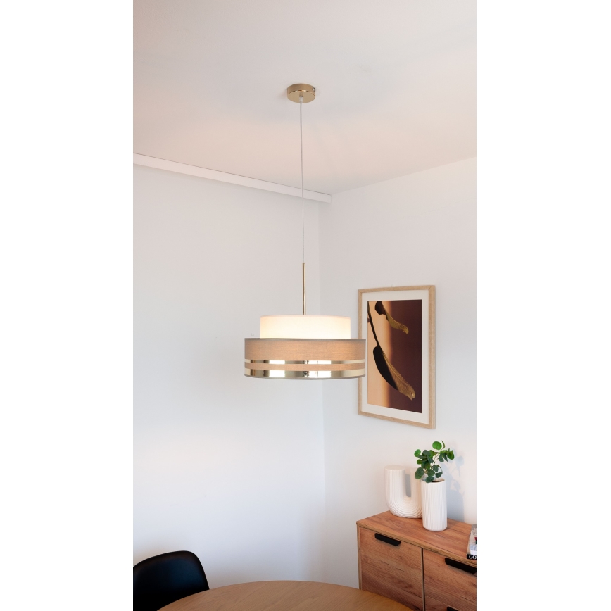 Luster na lanku TAMI 1xE27/60W/230V béžová/hnedá/zlatá
