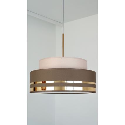 Luster na lanku TAMI 1xE27/60W/230V béžová/hnedá/zlatá