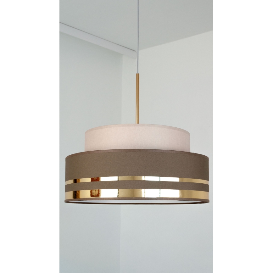 Luster na lanku TAMI 1xE27/60W/230V béžová/hnedá/zlatá