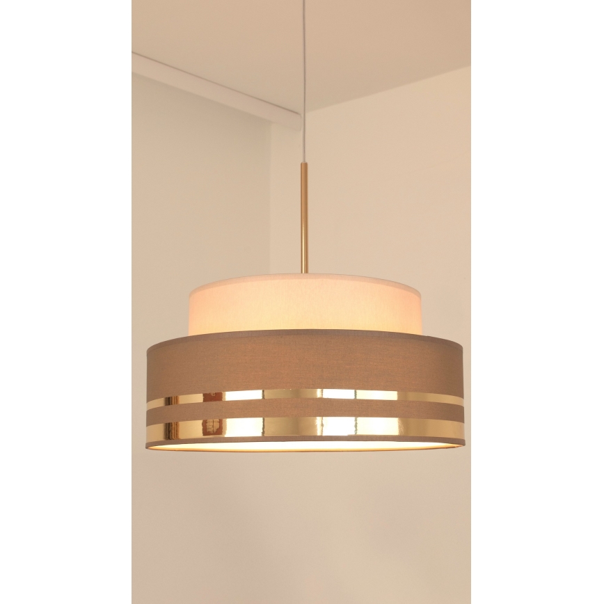 Luster na lanku TAMI 1xE27/60W/230V béžová/hnedá/zlatá