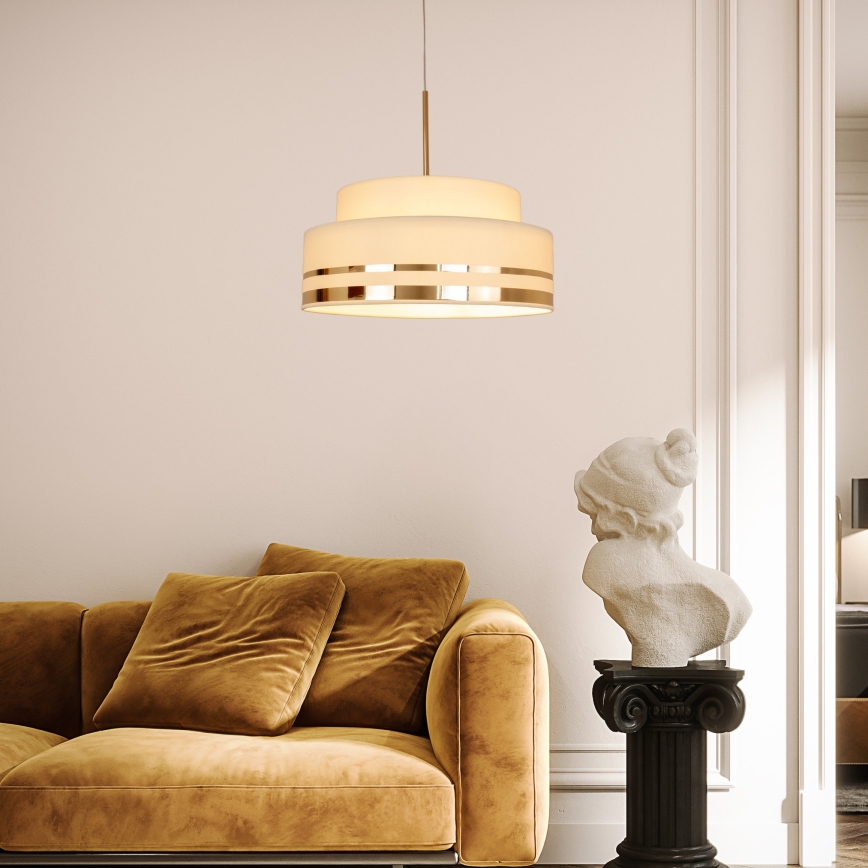 Luster na lanku TAMI 1xE27/60W/230V béžová/zlatá