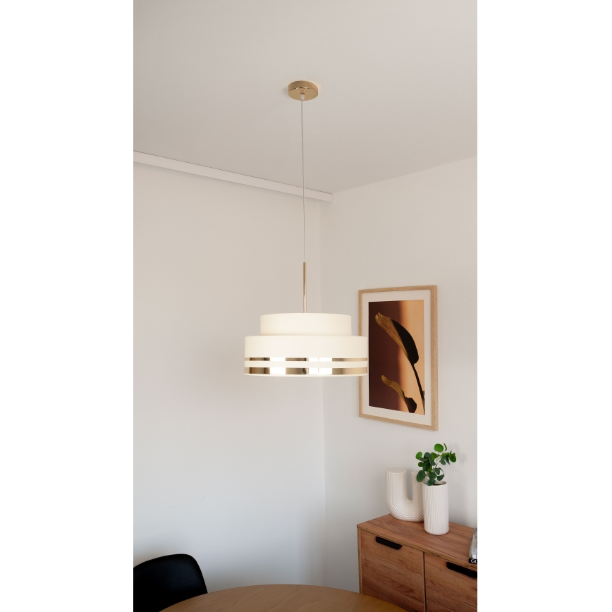 Luster na lanku TAMI 1xE27/60W/230V béžová/zlatá
