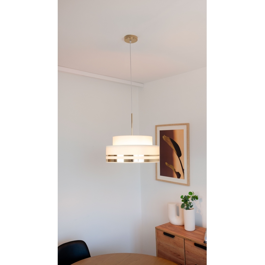 Luster na lanku TAMI 1xE27/60W/230V béžová/zlatá