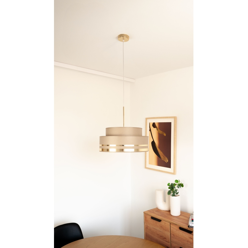 Luster na lanku TAMI 1xE27/60W/230V hnedá/zlatá