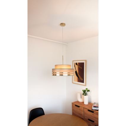 Luster na lanku TAMI 1xE27/60W/230V hnedá/zlatá